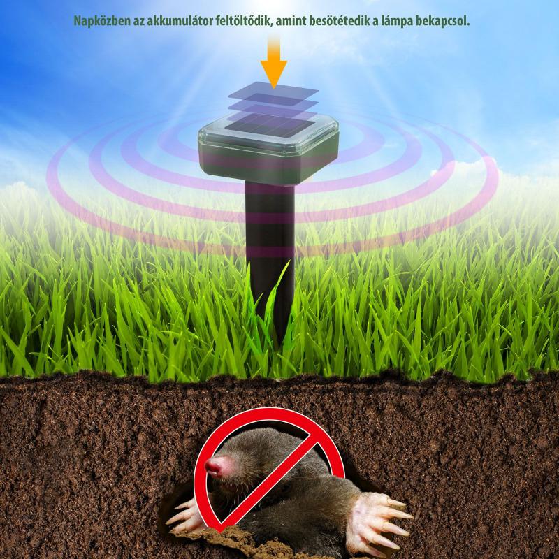 Leszúrható szolár kártevő riasztó vakondriasztó
