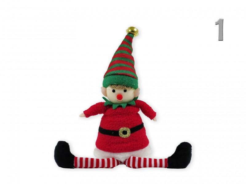 Lógólábú manó fiú/lány csengettyűs sapkában bordó/zöld 18cm  2f 058868
