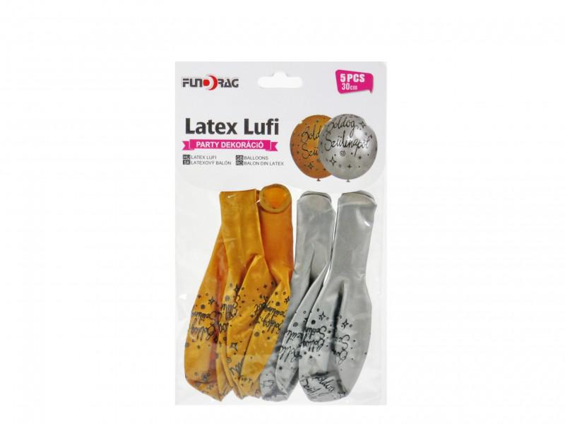 Lufi Boldog Szülinapot arany/ezüst 5db 30cm