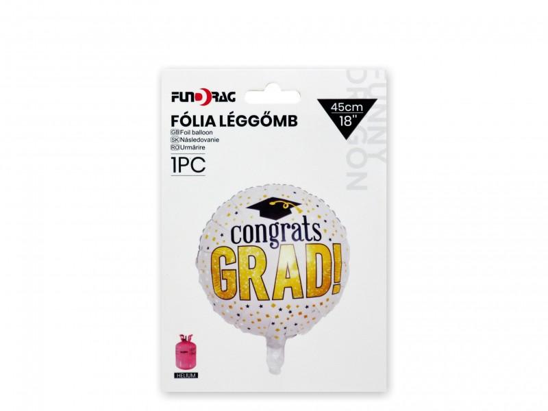 Lufi fólia ballagós Congrats Grad 45cm csillagos ballagós fekete arany
