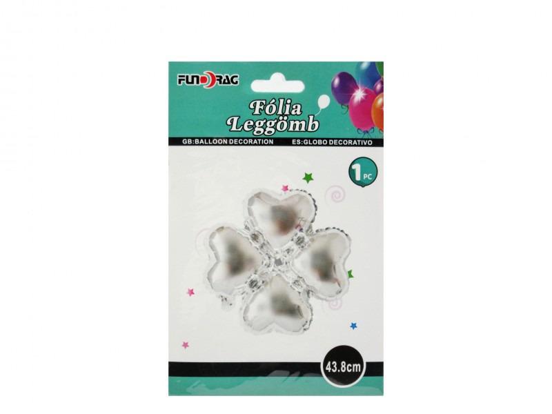 Lufi fólia Négylevelű lóhere ezüst 43,8cm