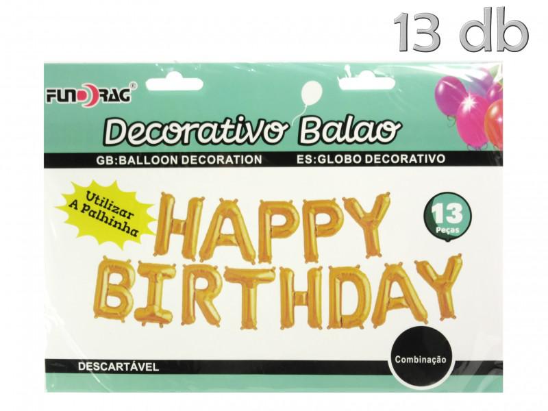 Lufi fólia szett Happy Birthday arany 13db