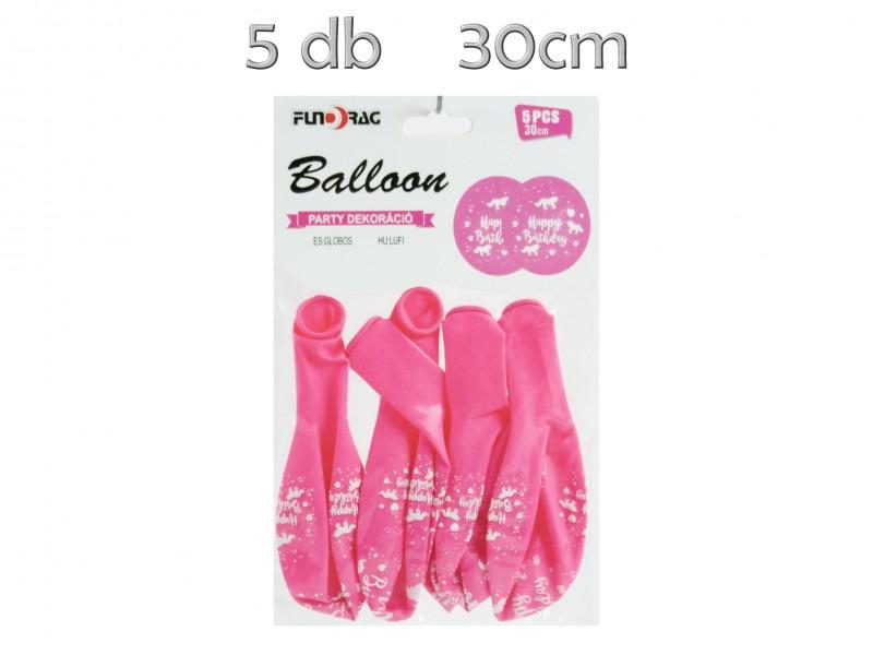 Lufi szett Happy Birthday unicornis rózsaszín 5db 30cm