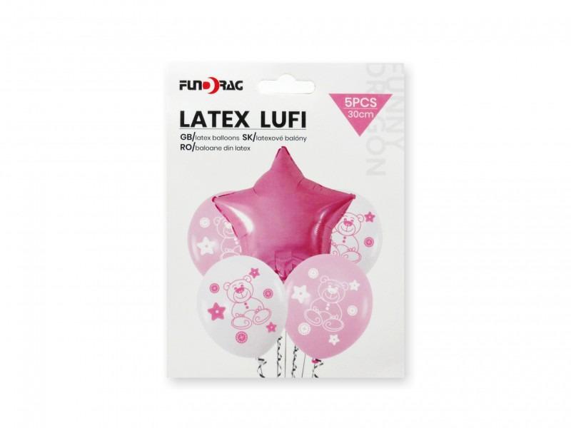 Lufi szett macis rózsaszín 5db 30cm