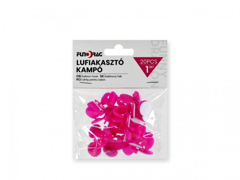 Lufiakasztó kampó öntapadós rózsaszín 20db 2cm