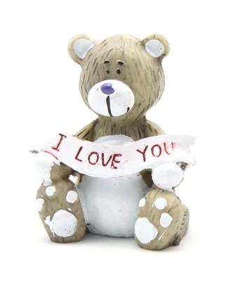 Maci figura ülő 5x4cm fehér felirattal I love you