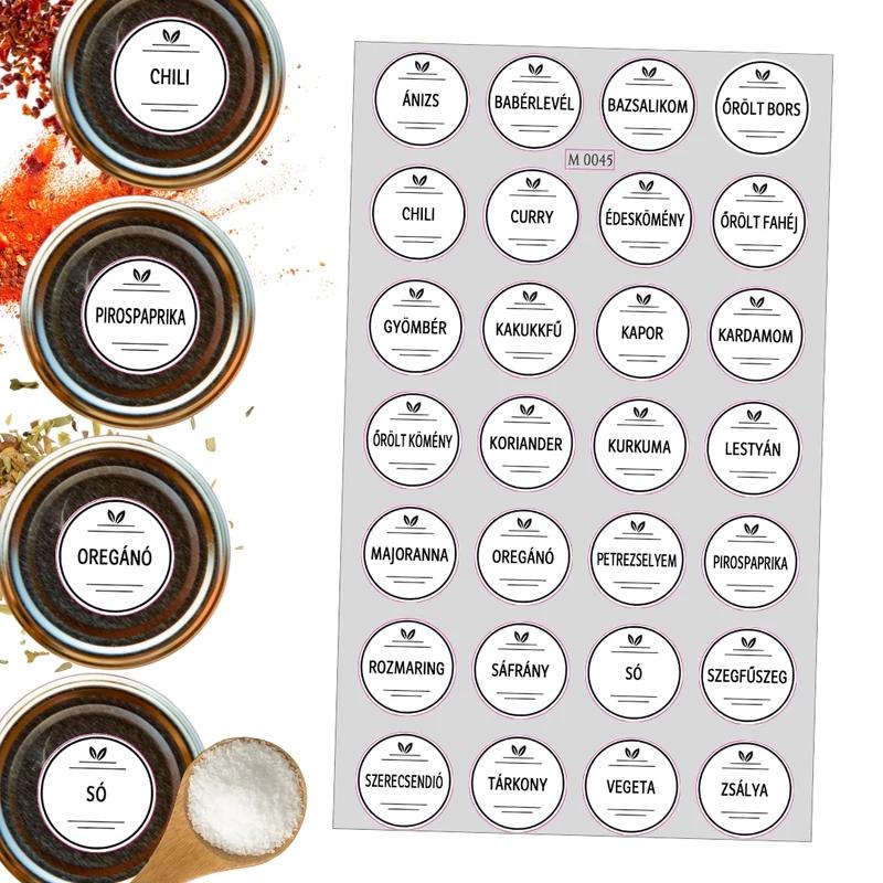 Matrica - Fűszerek alap 3cm 28db/lap