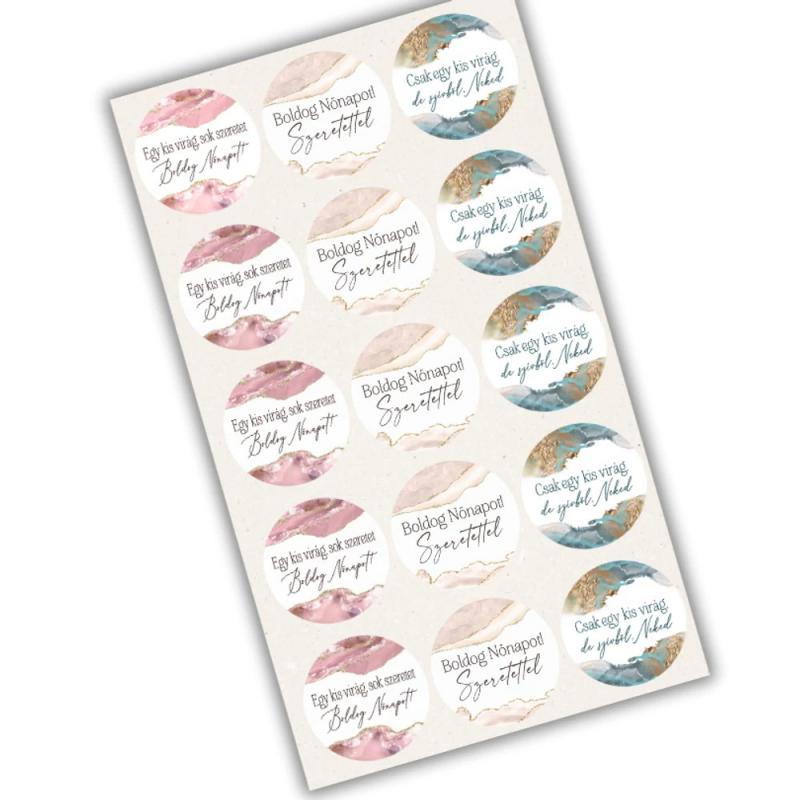 Matrica - Nőnapi márványos matricák 15db/lap