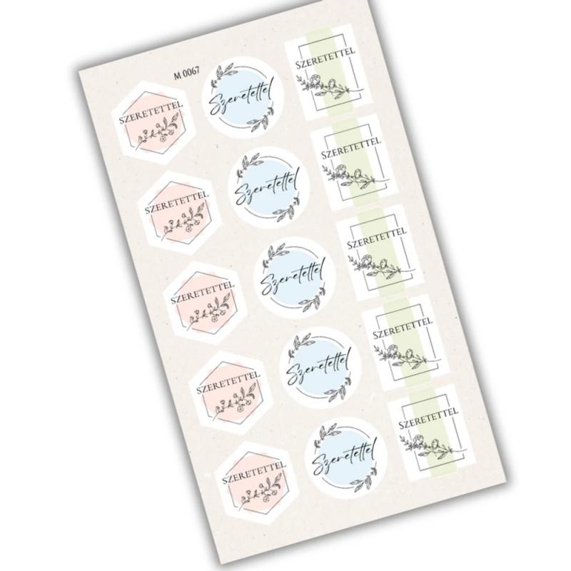 Matrica - Szeretettel pasztell matricák 15db/lap