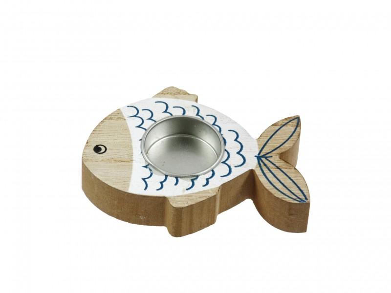 Mécsestartó halacska natúr/fehér 12x9cm