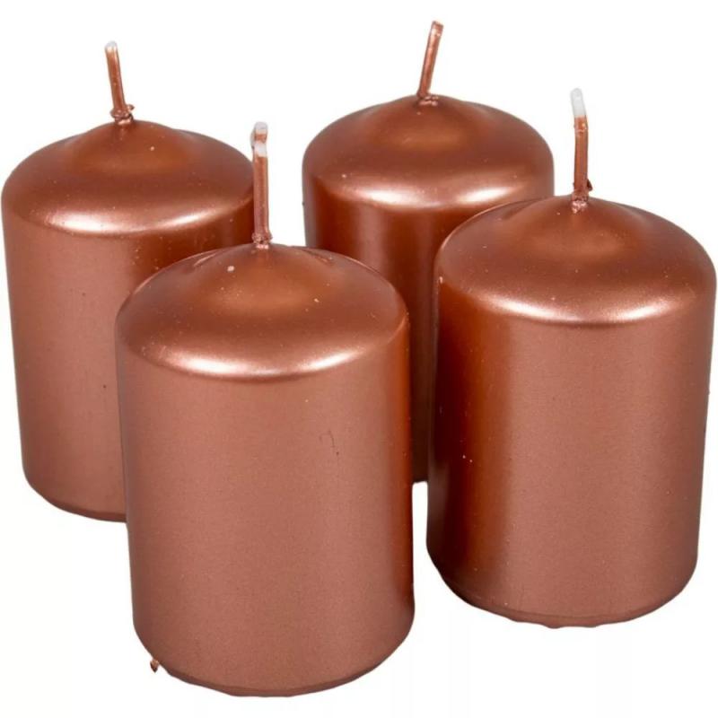 Metál henger gyertya 50x75mm rosegold 1db