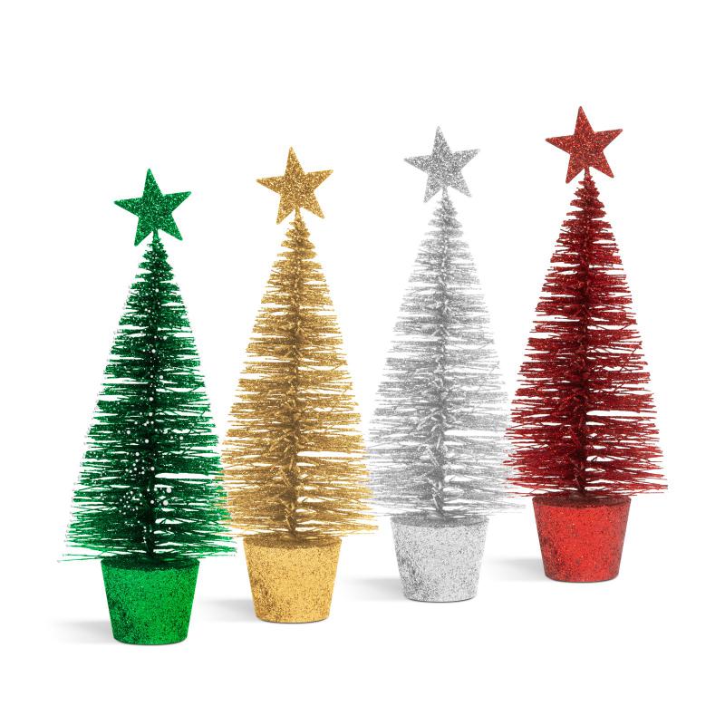 Mini dekor műfenyő - glitteres - 18 cm - 4 szín