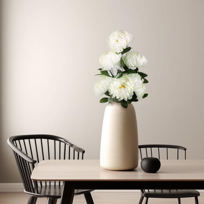 Műnövény dekoráció - krizantém - fehér - 12 x 58 cm