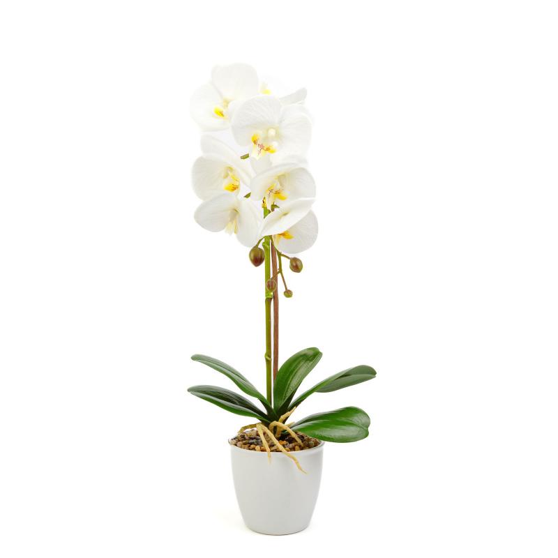 Műnövény dekoráció - orchidea - fehér - 48 cm