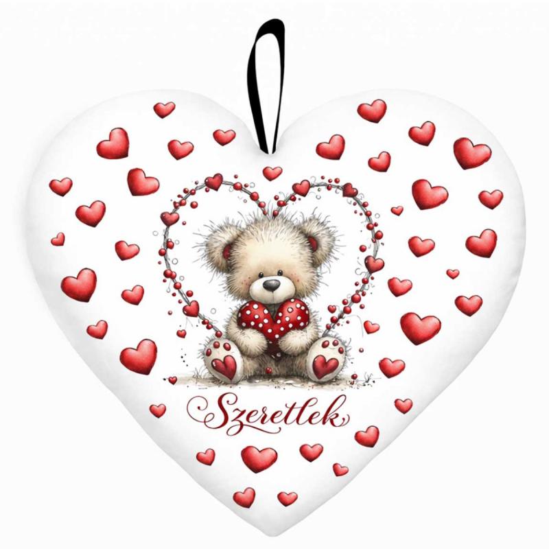 Nagy szív párna (45 cm) – Szeretlek | Macis szerelmes ajándék Valentin napra