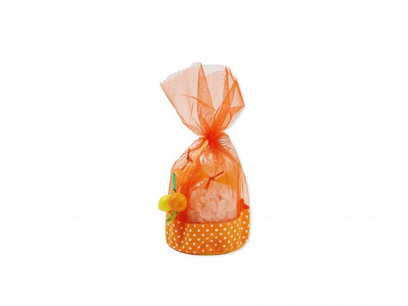 Narancs habfürdő, fürdőkristály, fürdőgyöngy organzában 50ml+50g+50g