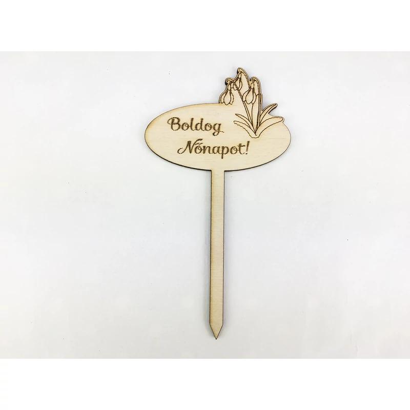 Natúr fa - Beszúrós -Boldog Nőnapot- tábla 7,5cm