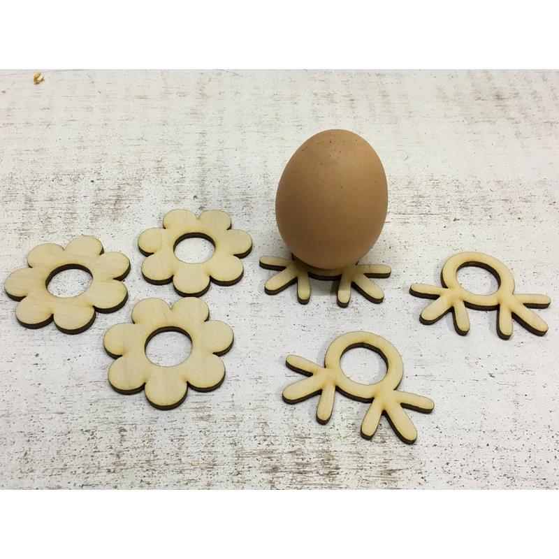 Natúr fa - Tojás "lábak" 5cm 3db és virágszirmok 3 db szett festhető