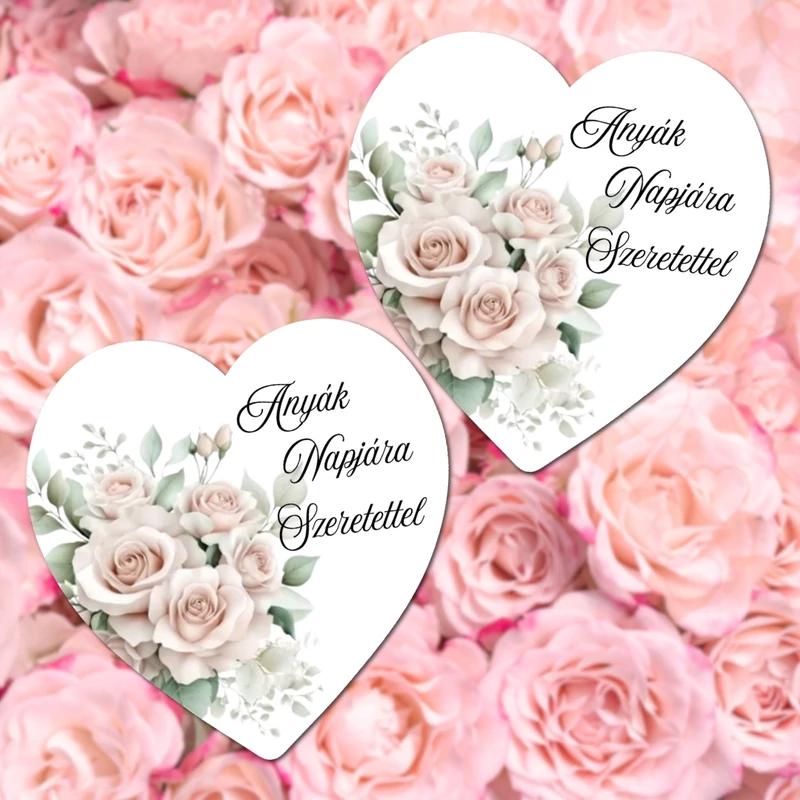 Nyomtatott dekorkarton - Anyák napjára szeretettel szív 9cm 1db
