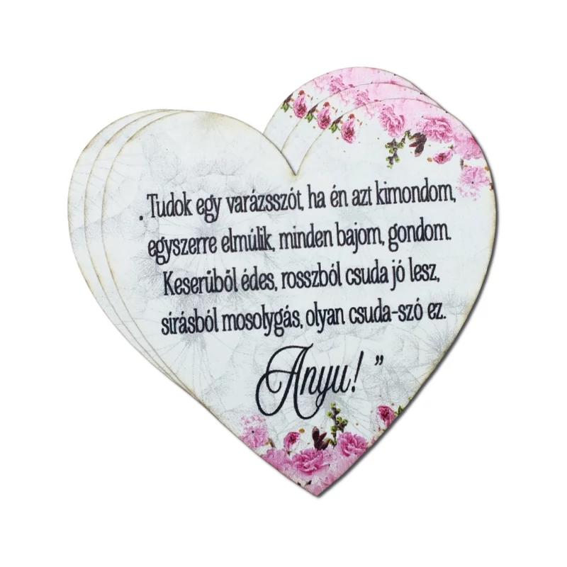 Nyomtatott dekorkarton - Anyu! idézet szív tábla 1db