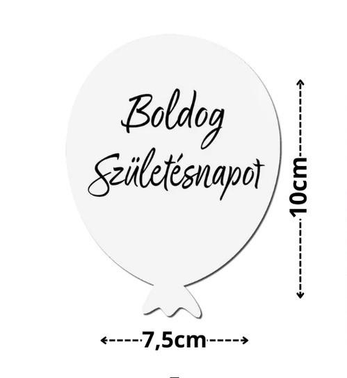Nyomtatott dekorkarton - Boldog születésnapot lufi - fehér 1db