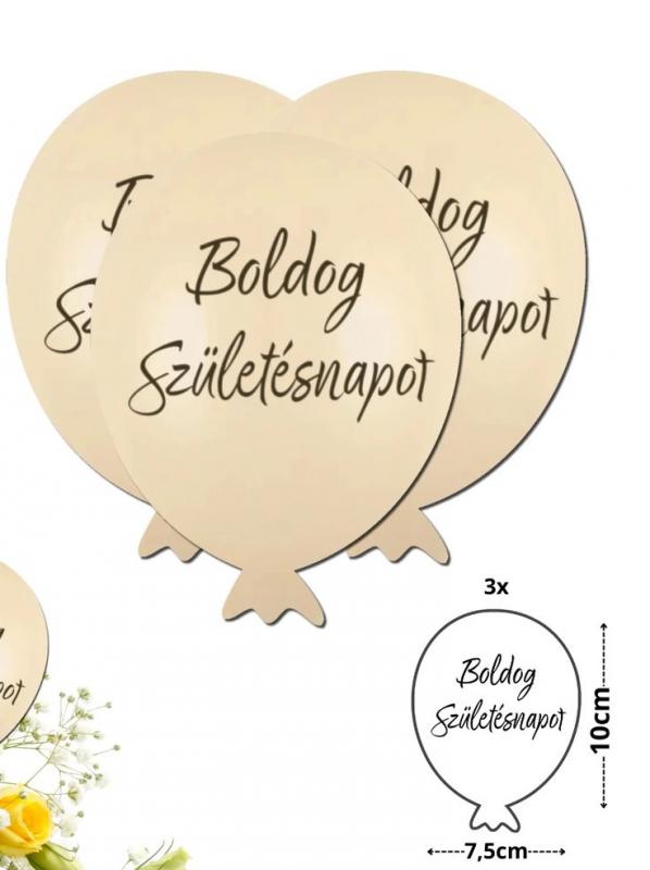 Nyomtatott dekorkarton - Boldog születésnapot lufi - krém 3db/csomag