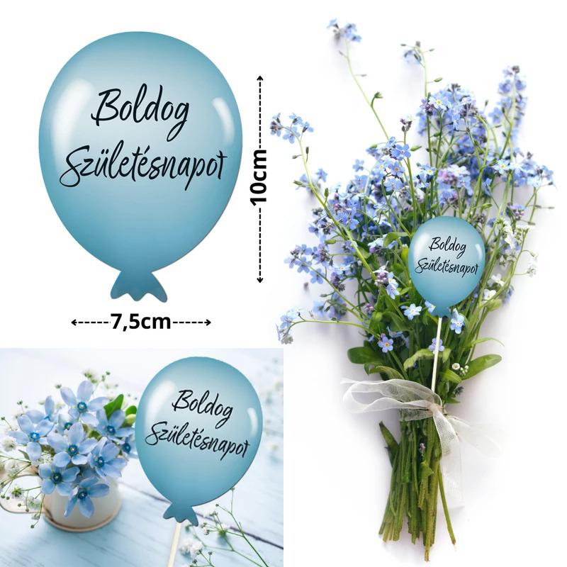Nyomtatott dekorkarton - Boldog születésnapot lufi - pasztell kék 1db