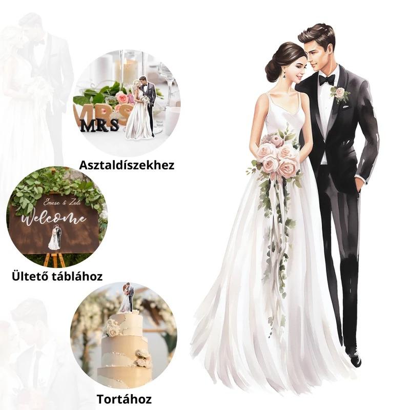 Nyomtatott dekorkarton - Házaspár tábla 1db/cs fekete