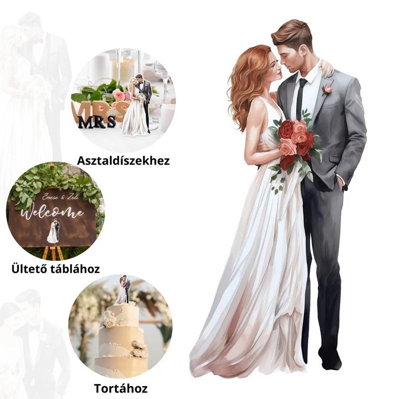 Nyomtatott dekorkarton - Házaspár tábla 1db/cs vörös