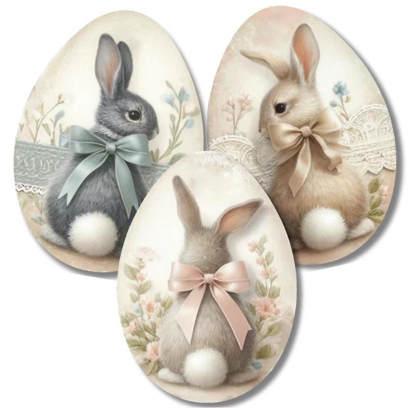Nyomtatott dekorkarton - Nyuszis tojások 6cm 3db/csomag