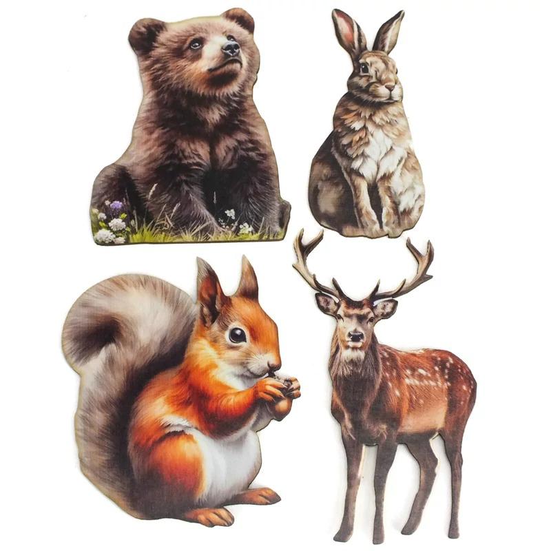 Nyomtatott dekorkarton - Őszi állatos válogatás (mókussal) 4db