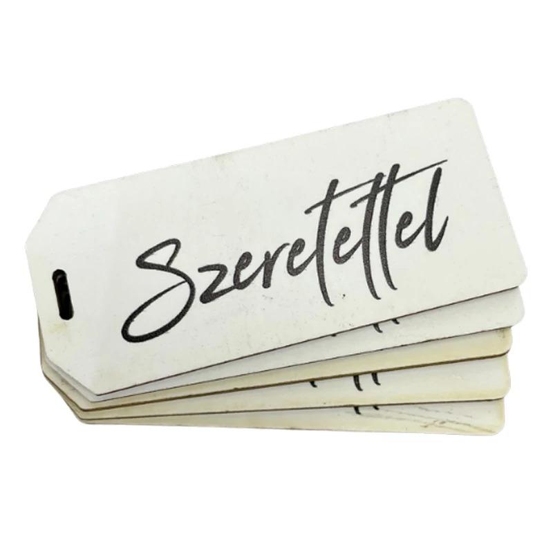 Nyomtatott dekorkarton - Szeretettel biléta fehér 1db