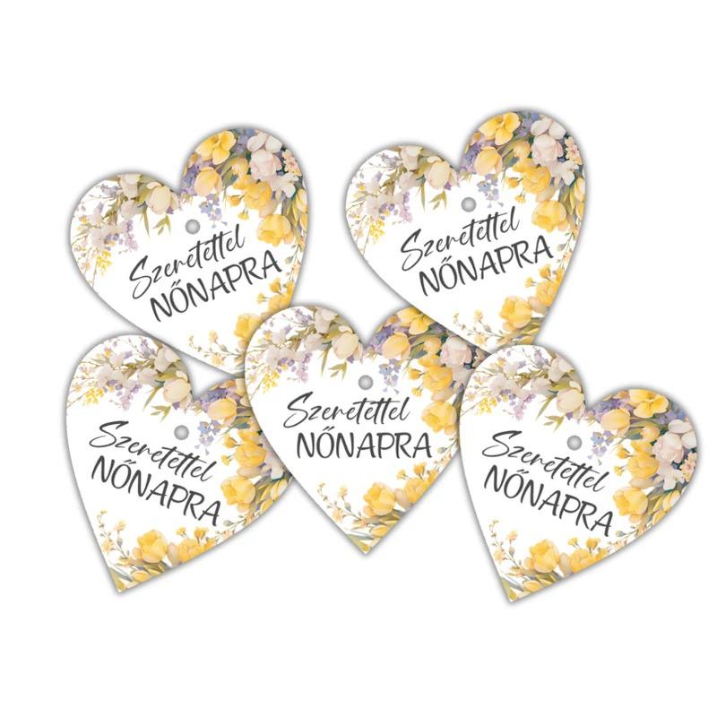 Nyomtatott fa tábla - Nőnapra - virágos 4cm 1db
