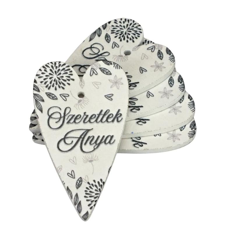 Nyomtatott fa tábla -Szeretlek anya szív 6cm 1db