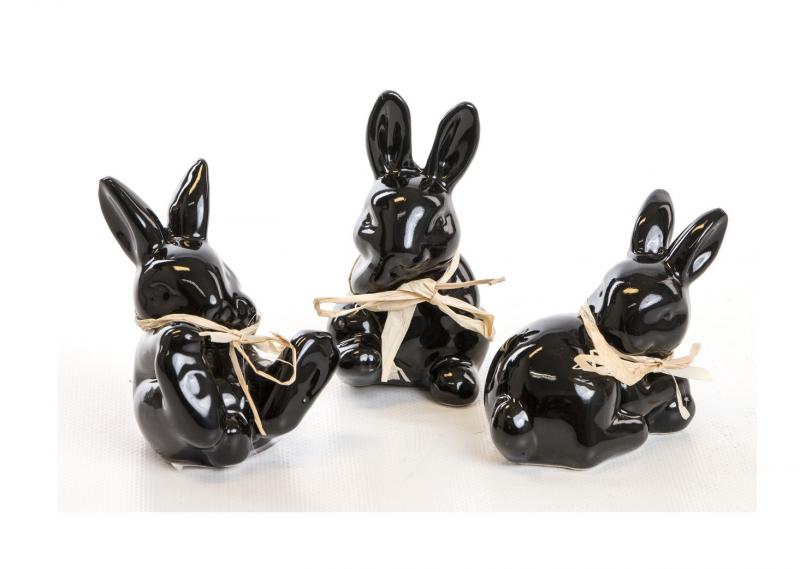 Nyúl kerámia 3féle fekete 1 db