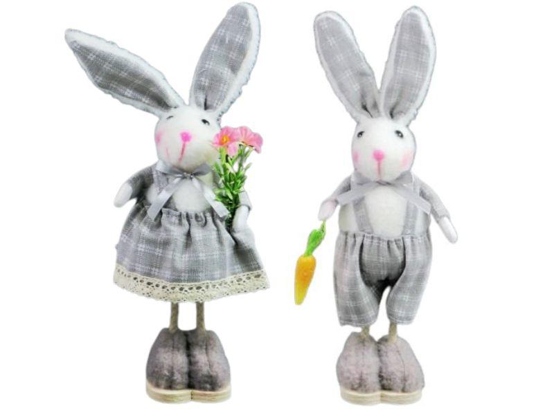 Nyuszi fiú-lány szürke ruhában 26cm 2f