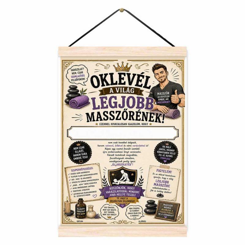 Oklevél A Világ Legjobb Masszőrnek - Ajándék Masszőrnek