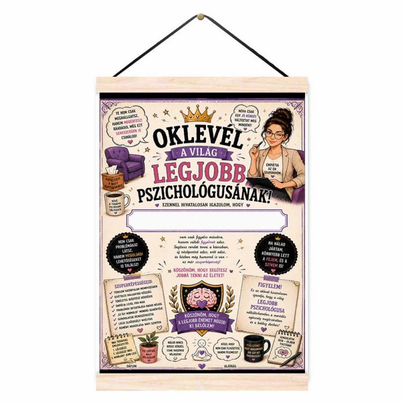 Oklevél A Világ Legjobb Pszichológusa - Ajándék Pszichológusnak