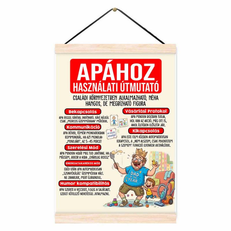 Oklevél - Apához Használati Útmutató - Apáknak, Apák Napi Ajándék