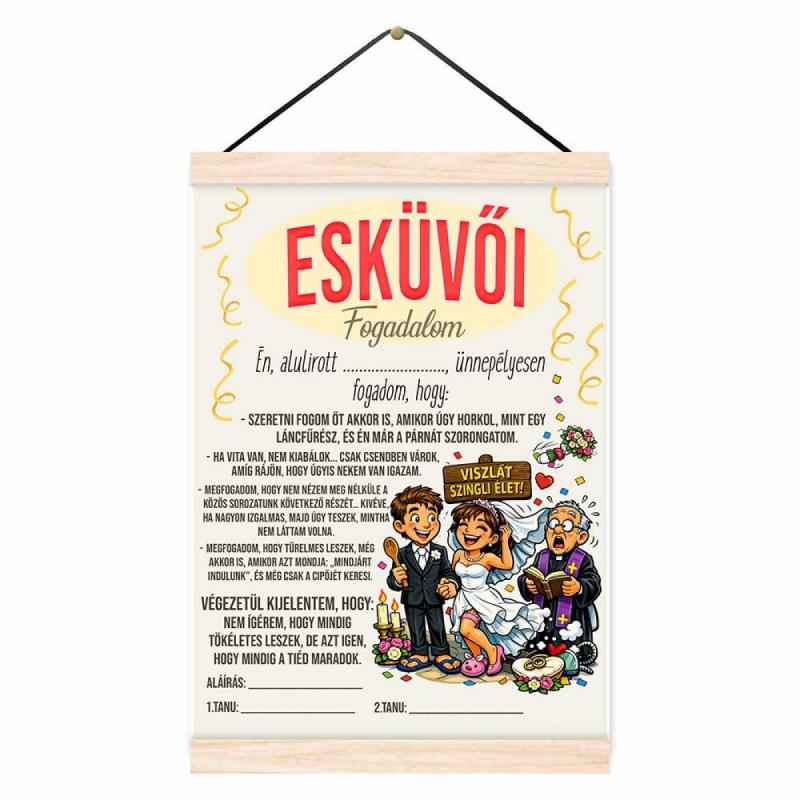 Oklevél - Esküvői Fogadalom, Oklevél - Vicces Ajándék Esküvőre