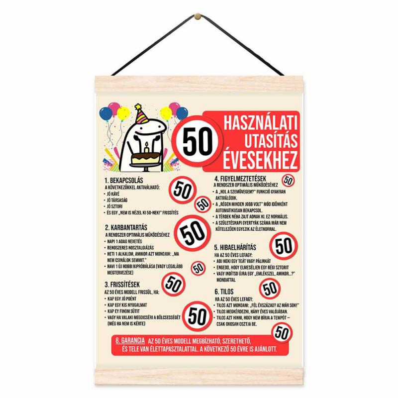 Oklevél - Használati Utasítás 50 Évesekhez - Születésnapi Oklevél - 50. Születésnapi Ajándék