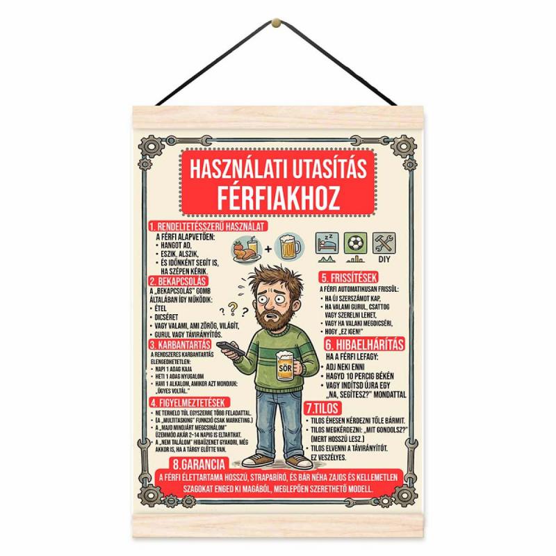 Oklevél - Használati Utasítás Férfiakhoz - Vicces Ajándék