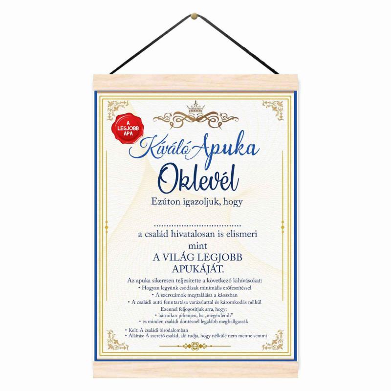 Oklevél - Kíváló Apuka Oklevél Apáknak, Apák Napi Ajándék