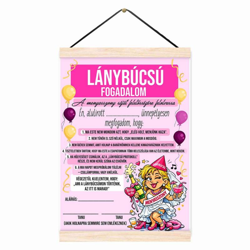 Oklevél - Lánybúcsú Fogadalom - Lánybúcsú Fogadalom, Oklevél - Vicces Ajándék Lánybúcsúra