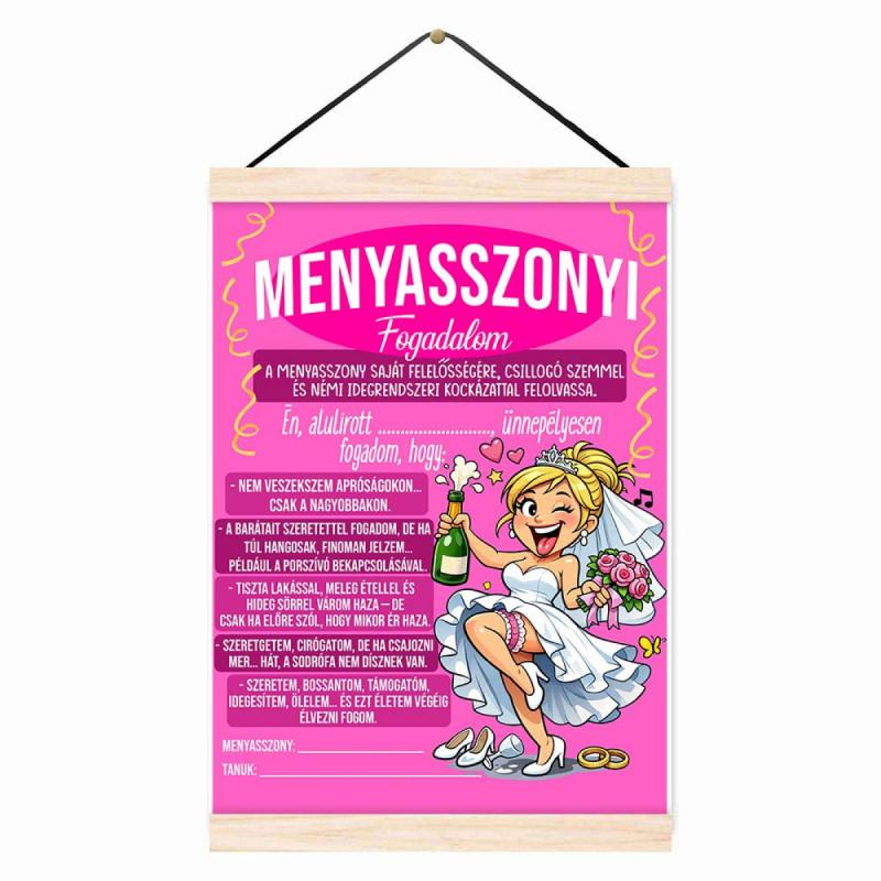 Oklevél - Menyasszonyi Fogadalom - Lánybúcsú Fogadalom, Oklevél - Vicces Ajándék Lánybúcsúra