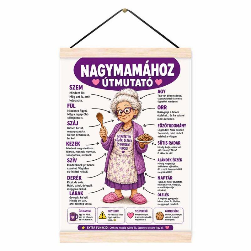 Oklevél - Nagymamához Útmutató - Vicces Ajándék Nagymamának