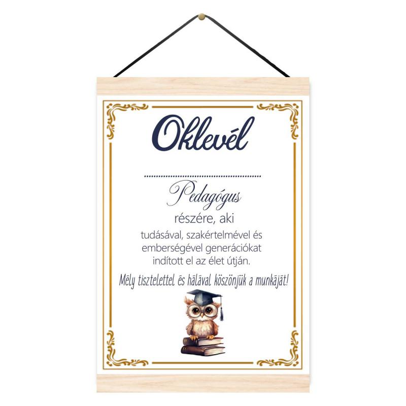 Oklevél - Pedagógus részére - Oklevél Pedagógusnak Ballagásra, Pedagógus napra