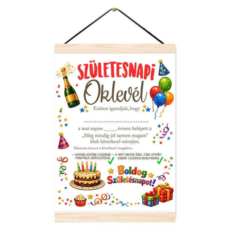 Oklevél - Születésnapi Oklevél - Írható Oklevél , Születésnapi Ajándék
