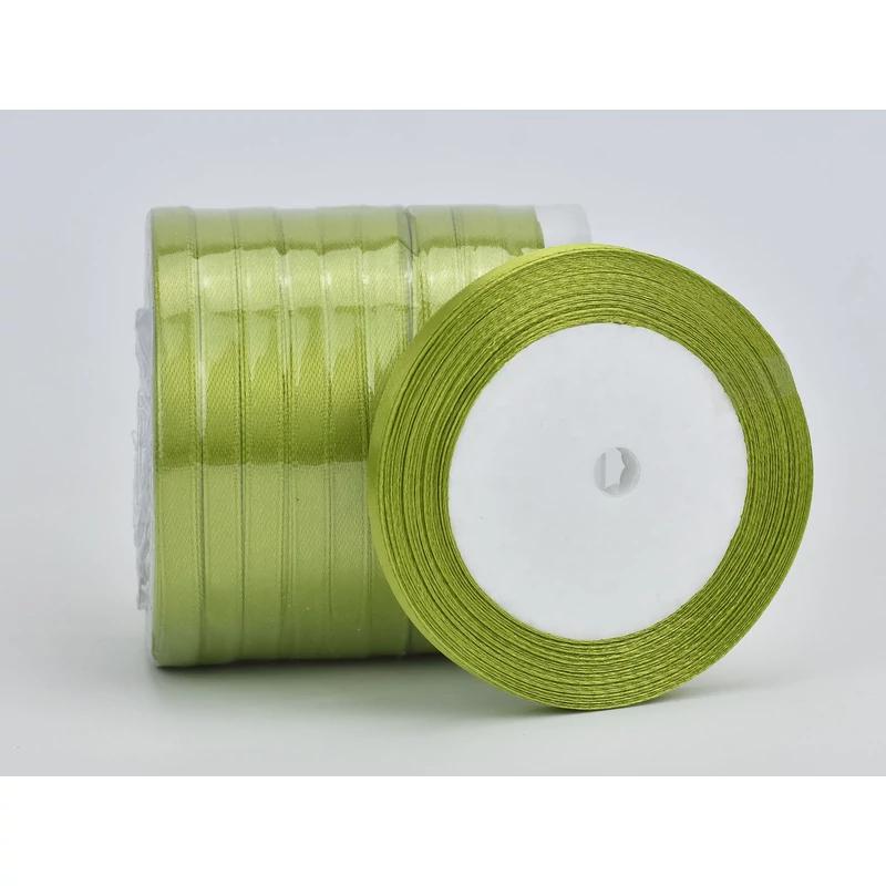 Olíva zöld szatén szalag 6mm 10 tekercs