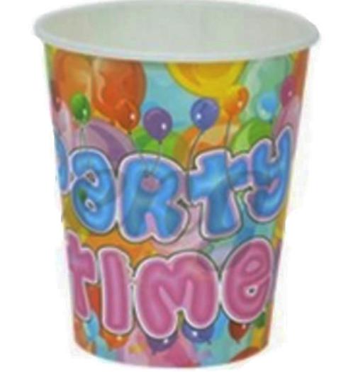 Papír pohár 10 db/cs - Party Time, színes lufis